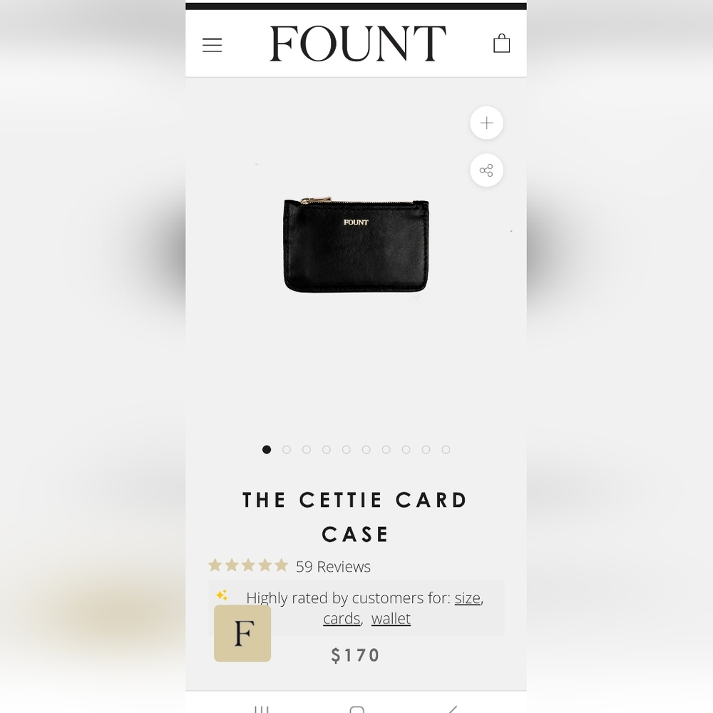 New FOUNT Cettie Card Case in Onyx